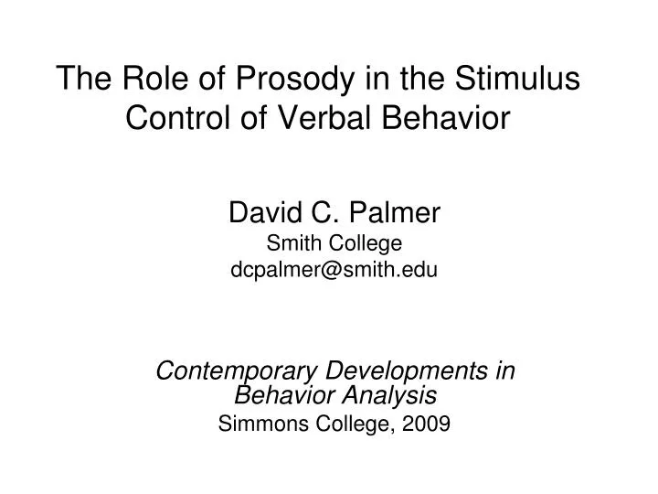 the role of prosody in the stimulus control of verbal behavior