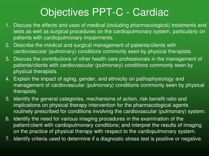 objectives ppt c cardiac