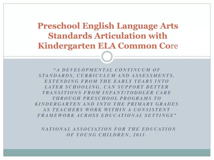 preschool english language arts standards articulation with kindergarten ela common co re