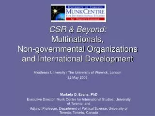 CSR &amp; Beyond: Multinationals, Non-governmental Organizations and International Development