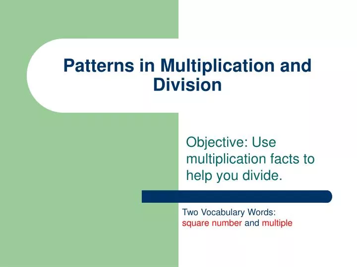 patterns in multiplication and division