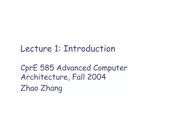 lecture 1 introduction