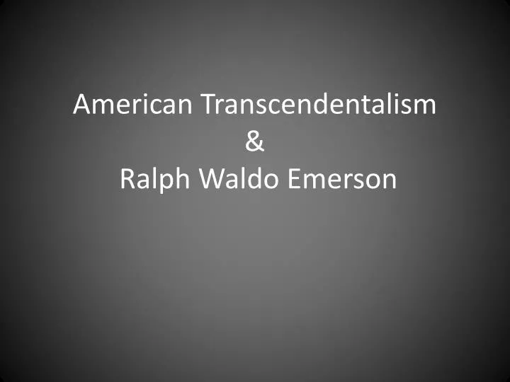 american transcendentalism ralph waldo emerson