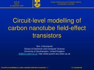 Circuit-level modelling of carbon nanotube field-effect transistors