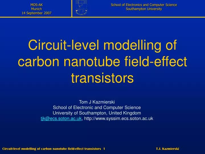 circuit level modelling of carbon nanotube field effect transistors
