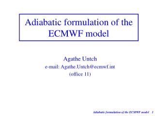 Adiabatic formulation of the ECMWF model