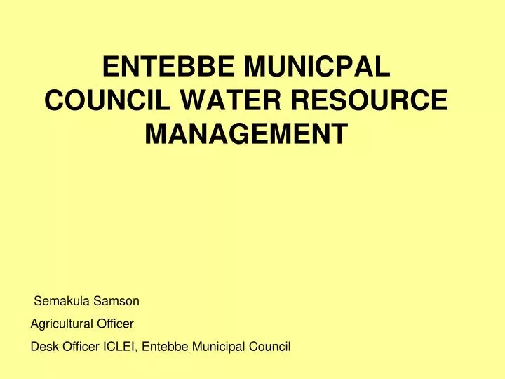 entebbe municpal council water resource management