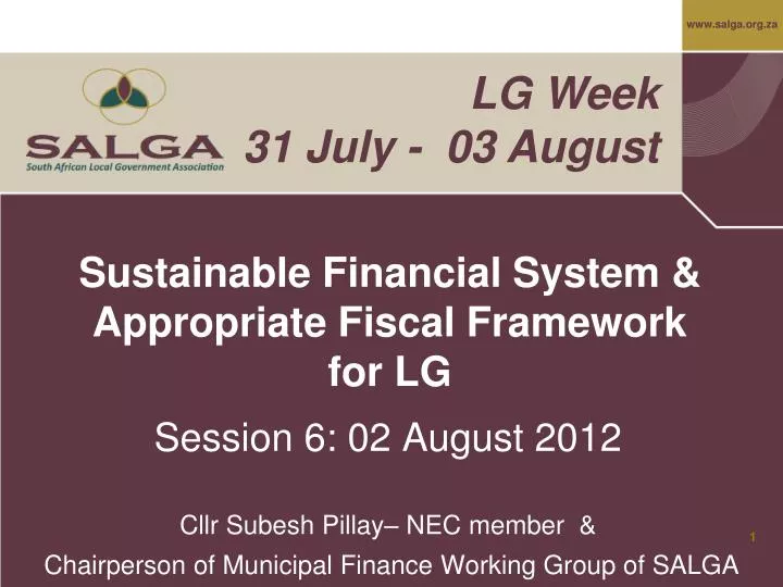 sustainable financial system appropriate fiscal framework for lg