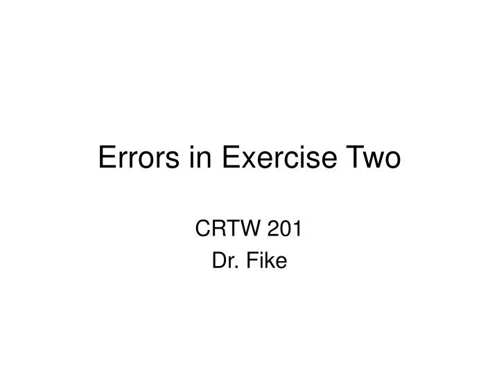 errors in exercise two
