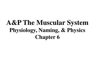 A&amp;P The Muscular System Physiology, Naming, &amp; Physics Chapter 6