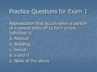 Practice Questions for Exam 1