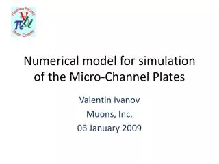 Numerical model for simulation of the Micro-Channel Plates