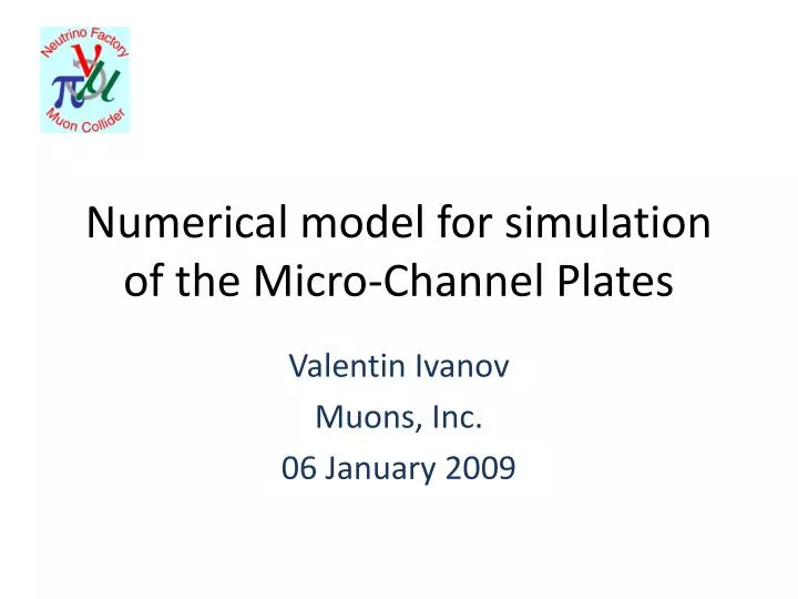 numerical model for simulation of the micro channel plates