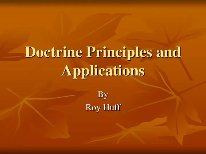 doctrine principles and applications