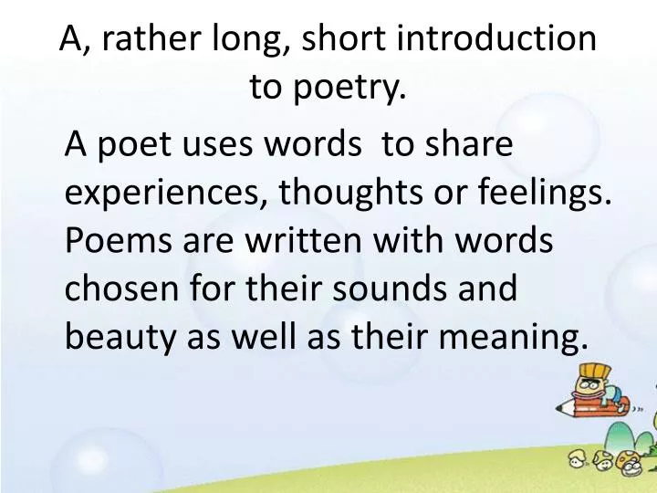 a rather long short introduction to poetry