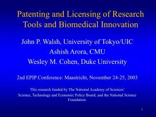 Patenting and Licensing of Research Tools and Biomedical Innovation