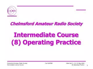 Chelmsford Amateur Radio Society Intermediate Course (8) Operating Practice