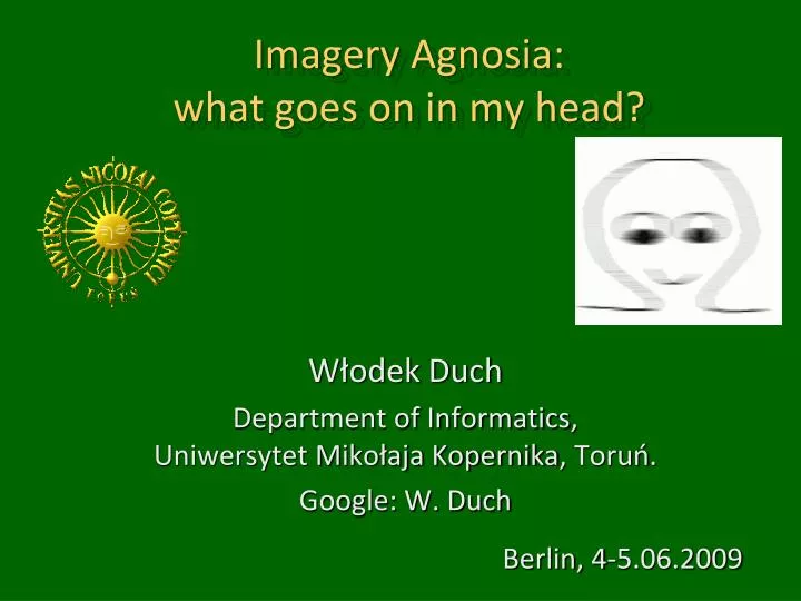 imagery agnosia what goes on in my head