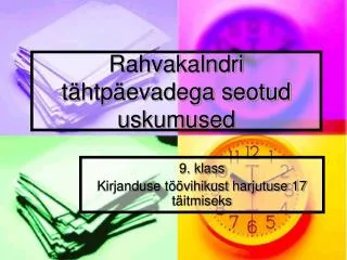 Rahvakalndri tähtpäevadega seotud uskumused