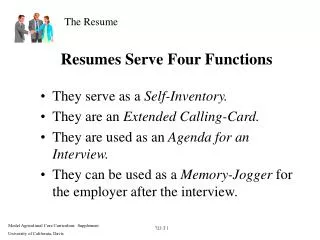 Resumes Serve Four Functions