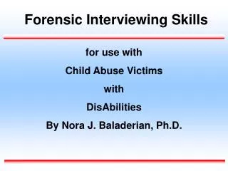 Forensic Interviewing Skills