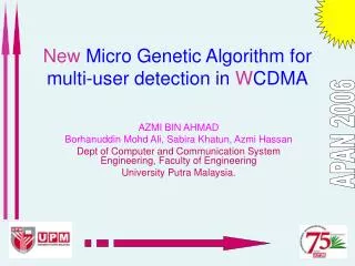 New Micro Genetic Algorithm for multi-user detection in W CDMA