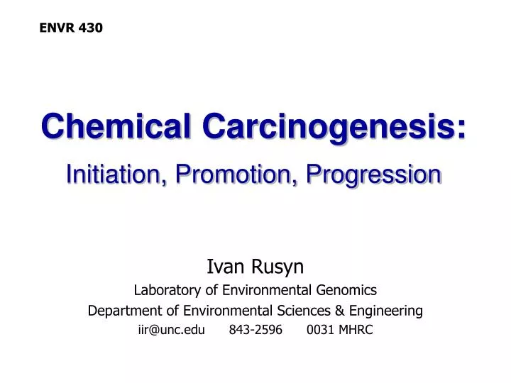 chemical carcinogenesis initiation promotion progression