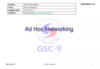 Ad Hoc Networking  