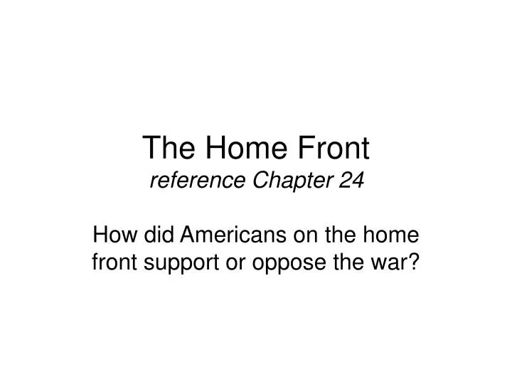 the home front reference chapter 24