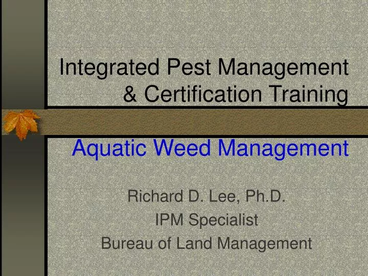 integrated pest management certification training aquatic weed management