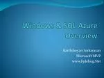 Windows &amp; SQL Azure Overview - slide 1