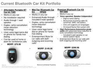 Current Bluetooth Car Kit Portfolio