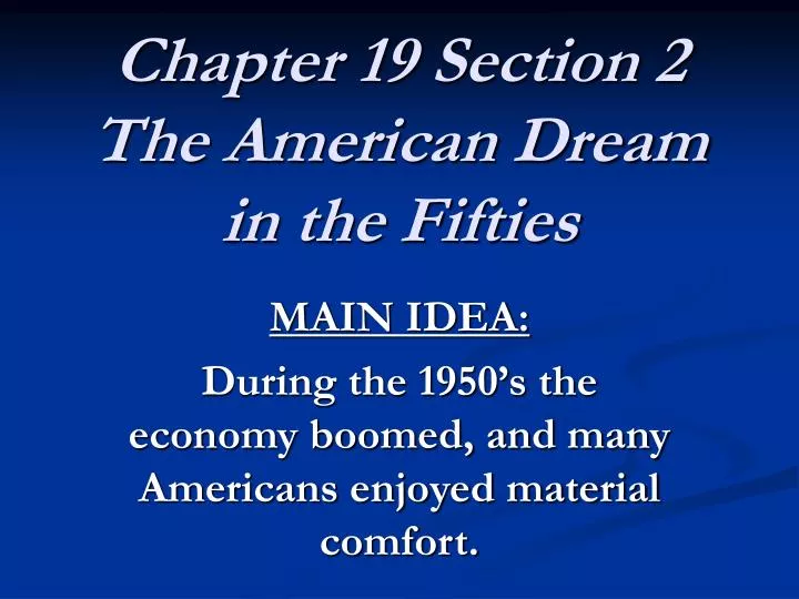 chapter 19 section 2 the american dream in the fifties