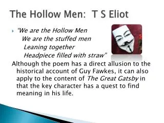 The Hollow Men: T S Eliot