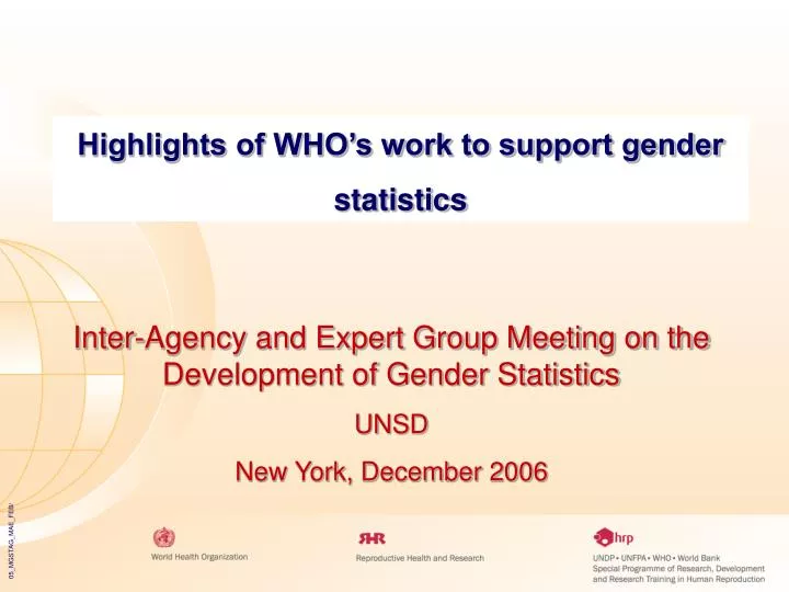 highlights of who s work to support gender statistics