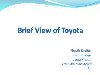 Brief View of Toyota