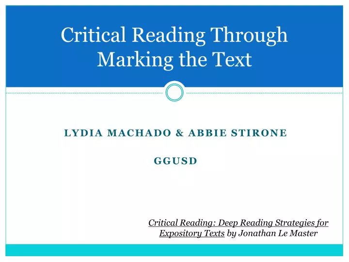 critical reading through marking the text