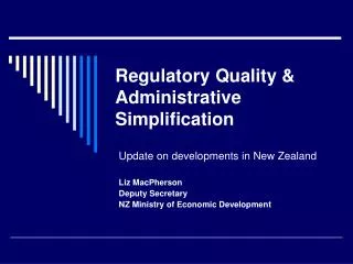 Regulatory Quality &amp; Administrative Simplification