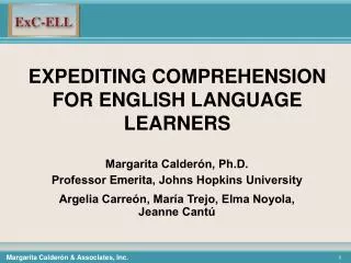 EXPEDITING COMPREHENSION FOR ENGLISH LANGUAGE LEARNERS