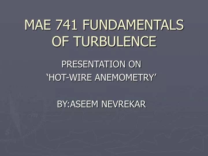 mae 741 fundamentals of turbulence