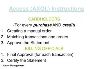 Access (AXOL) Instructions