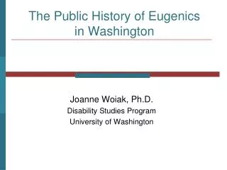 The Public History of Eugenics in Washington