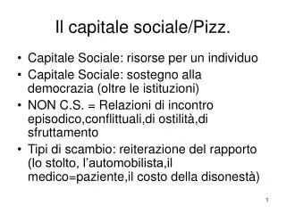 Il capitale sociale/Pizz.