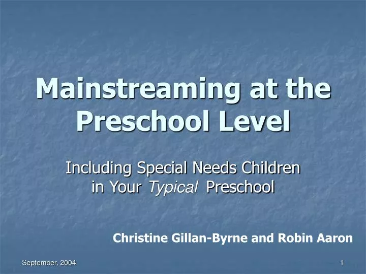 mainstreaming at the preschool level
