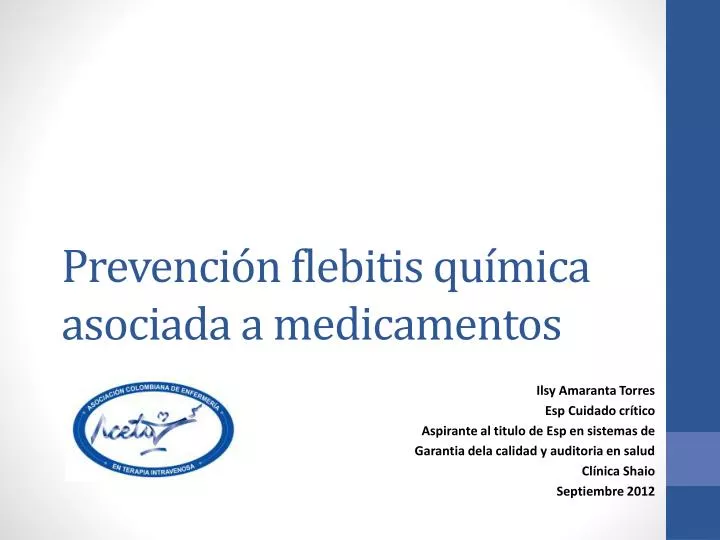 prevenci n flebitis qu mica asociada a medicamentos