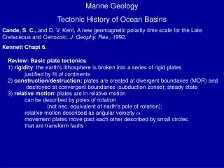 Marine Geology Tectonic History of Ocean Basins