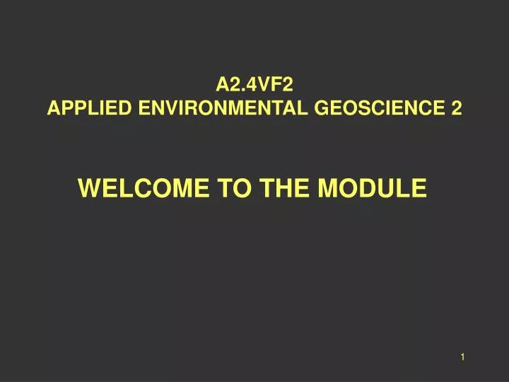 a2 4vf2 applied environmental geoscience 2