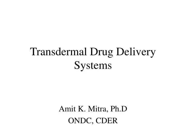 transdermal drug delivery systems