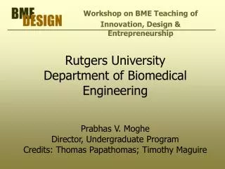 Workshop on BME Teaching of Innovation, Design &amp; Entrepreneurship