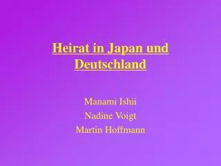 Heirat in Japan und Deutschland